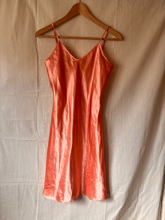 Coral Satin Slip Dress – 90s Y2K Minimalist Style