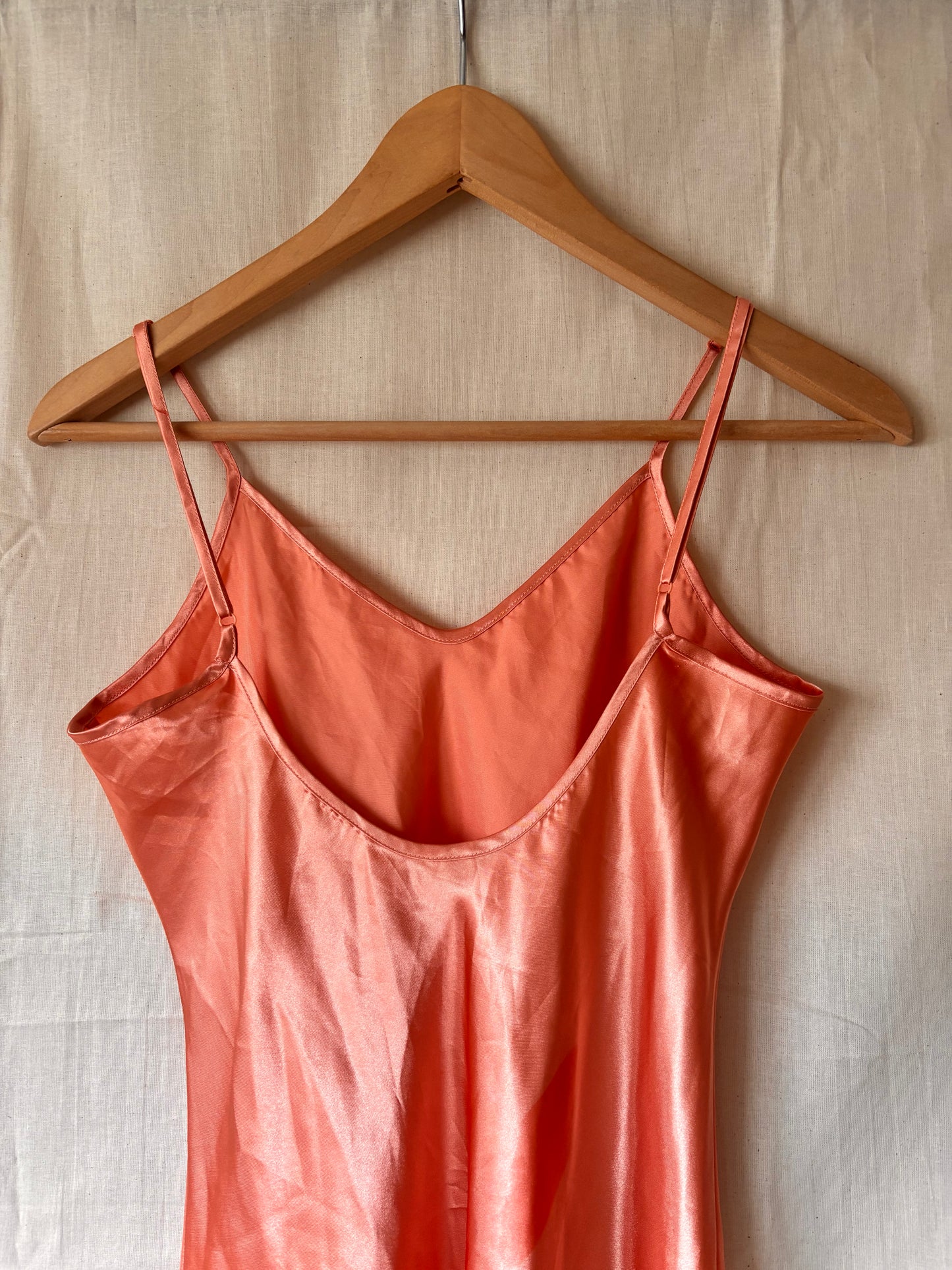 Coral Satin Slip Dress – 90s Y2K Minimalist Style