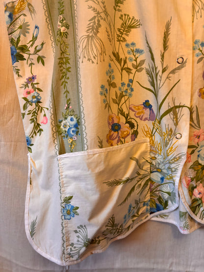 Vintage Floral Apron Top Cottagecore Meadow Print