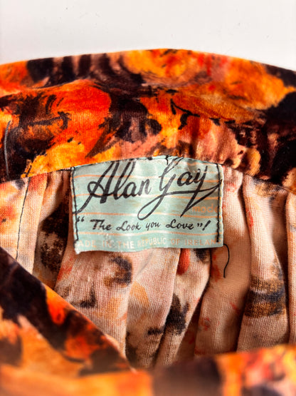 Vintage 1960s Alan Gay Floral Midi Skirt