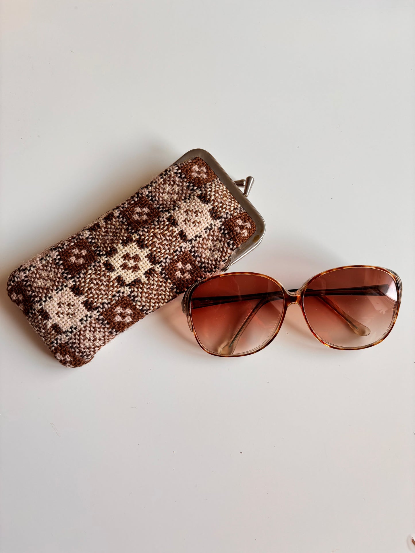 Vintage 1970s Oversized Tortoiseshell Sunglasses with Original Case