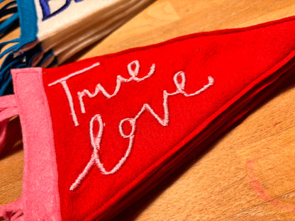 Embroidered Valentine’s Pennant Flag – Handmade Felt Banner