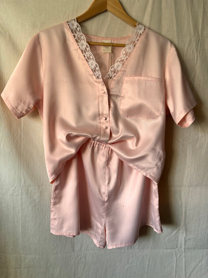 Vintage Pink Lace Trim Lounge Set