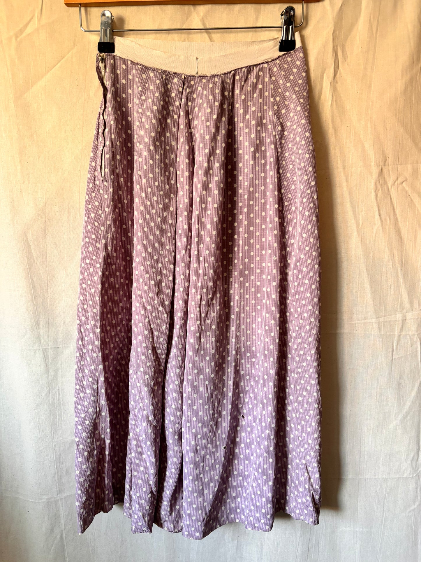 1940s Handmade Purple Polka Dot Two Piece Set – Rare 21” Waist