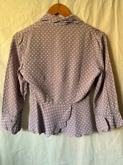 1940s Handmade Purple Polka Dot Two Piece Set – Rare 21” Waist