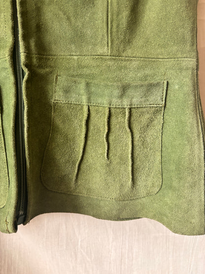 Vintage 1970s Moss Green Suede Waistcoat
