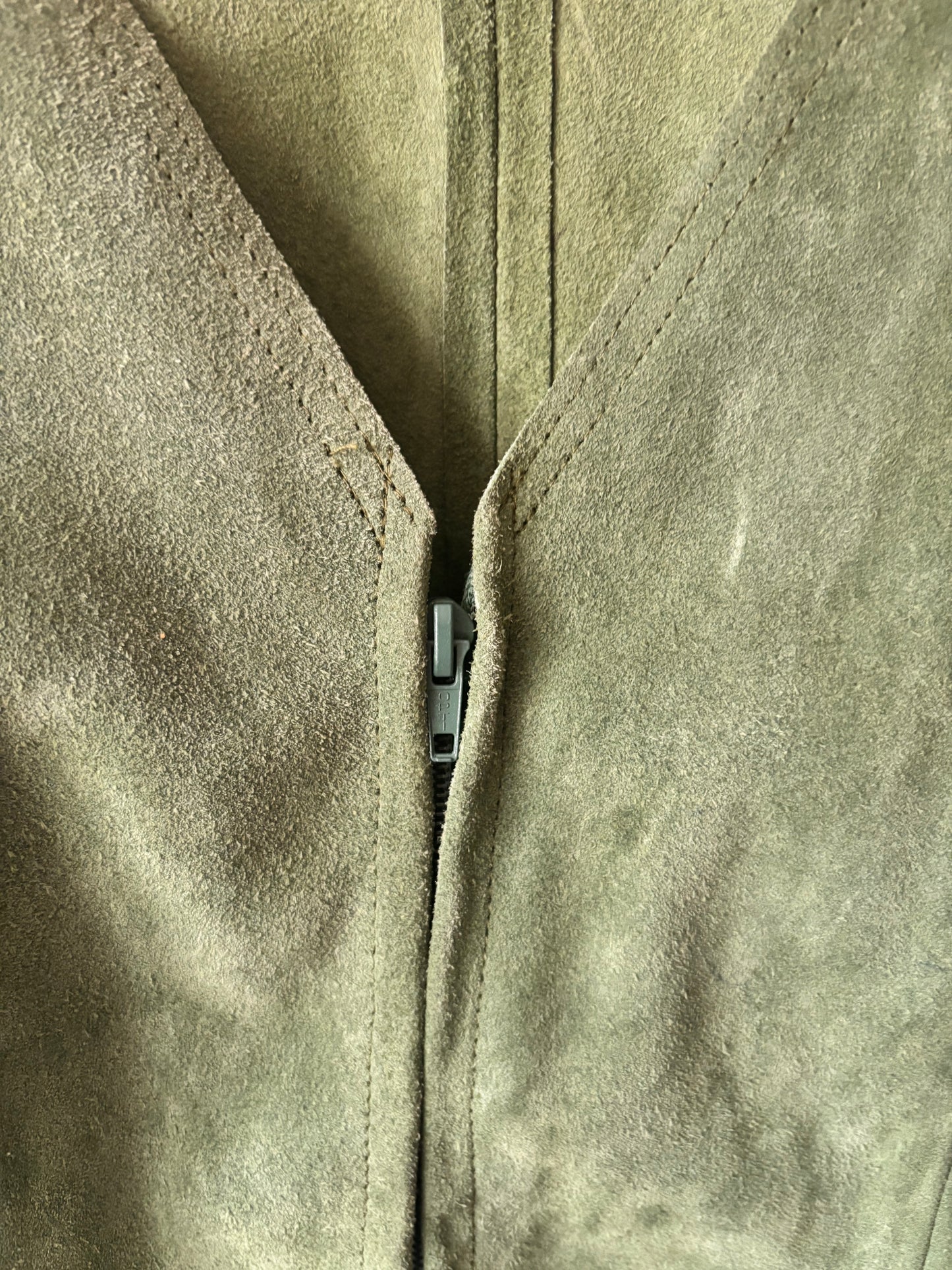 Vintage 1970s Moss Green Suede Waistcoat