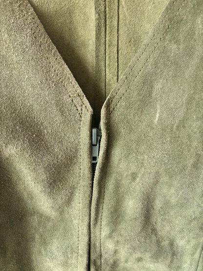 Vintage 1970s Moss Green Suede Waistcoat