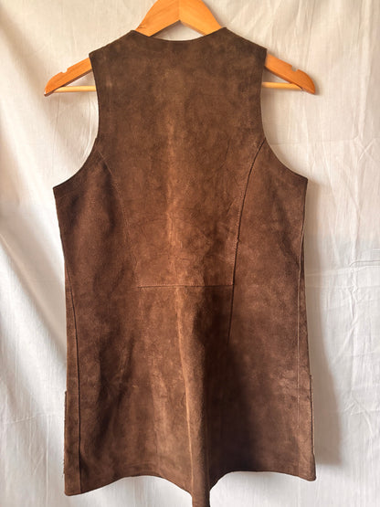 back view of Vintage 1970s Brown Suede Waistcoat