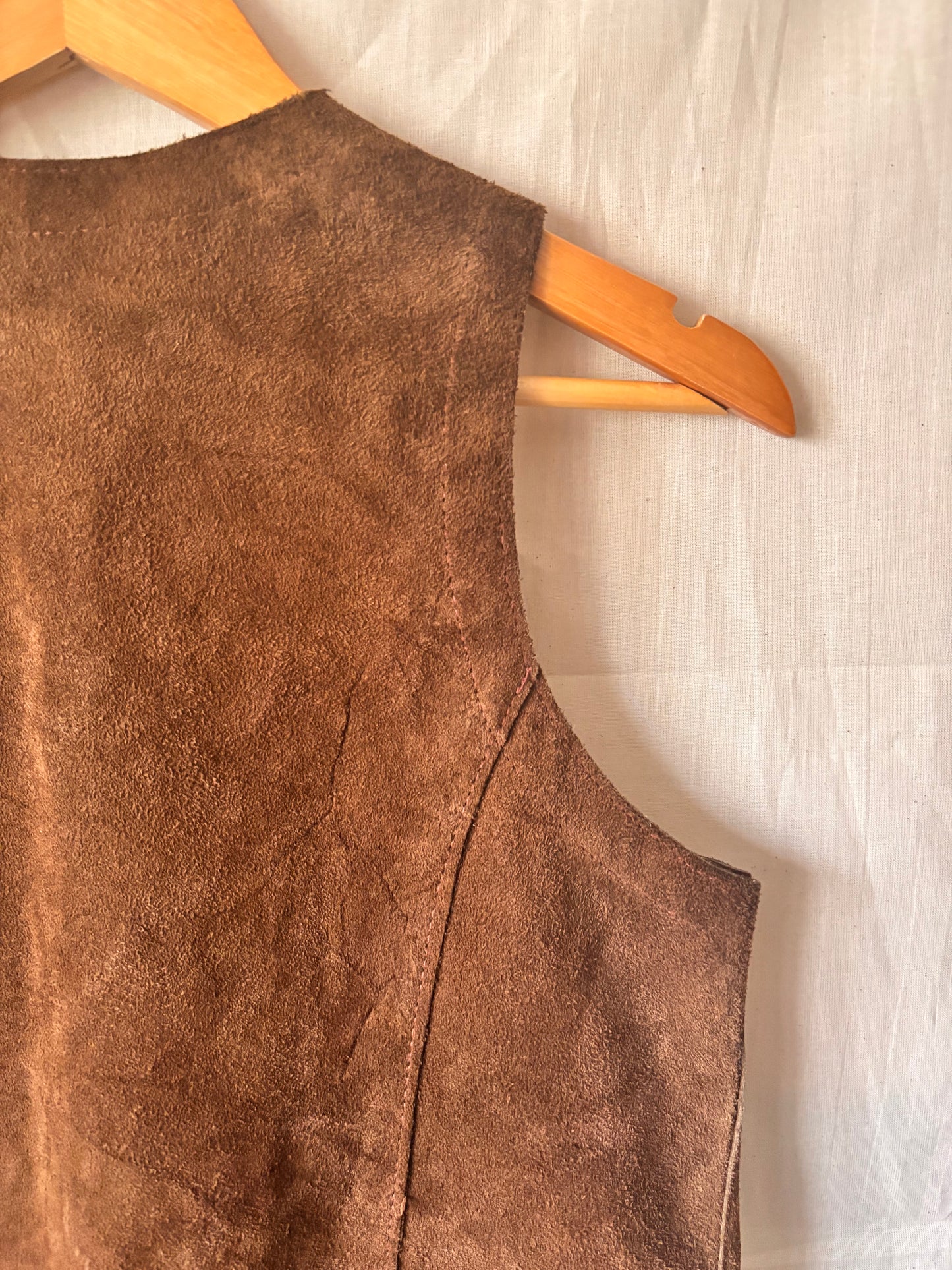 Vintage 1970s Brown Suede Waistcoat