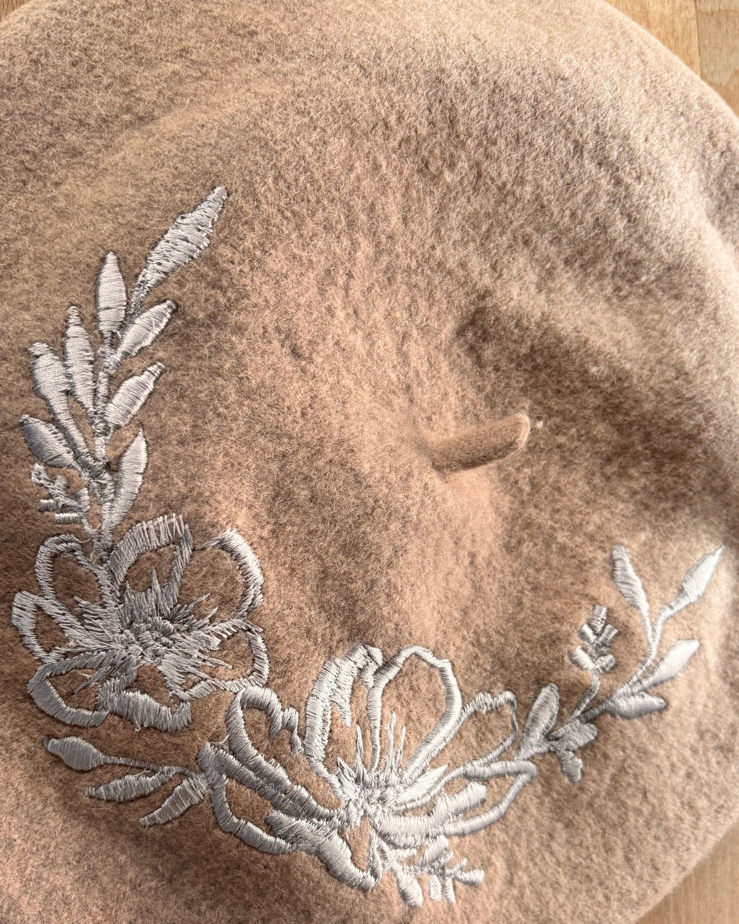 Hand-Embroidered Floral Beret – One of a Kind