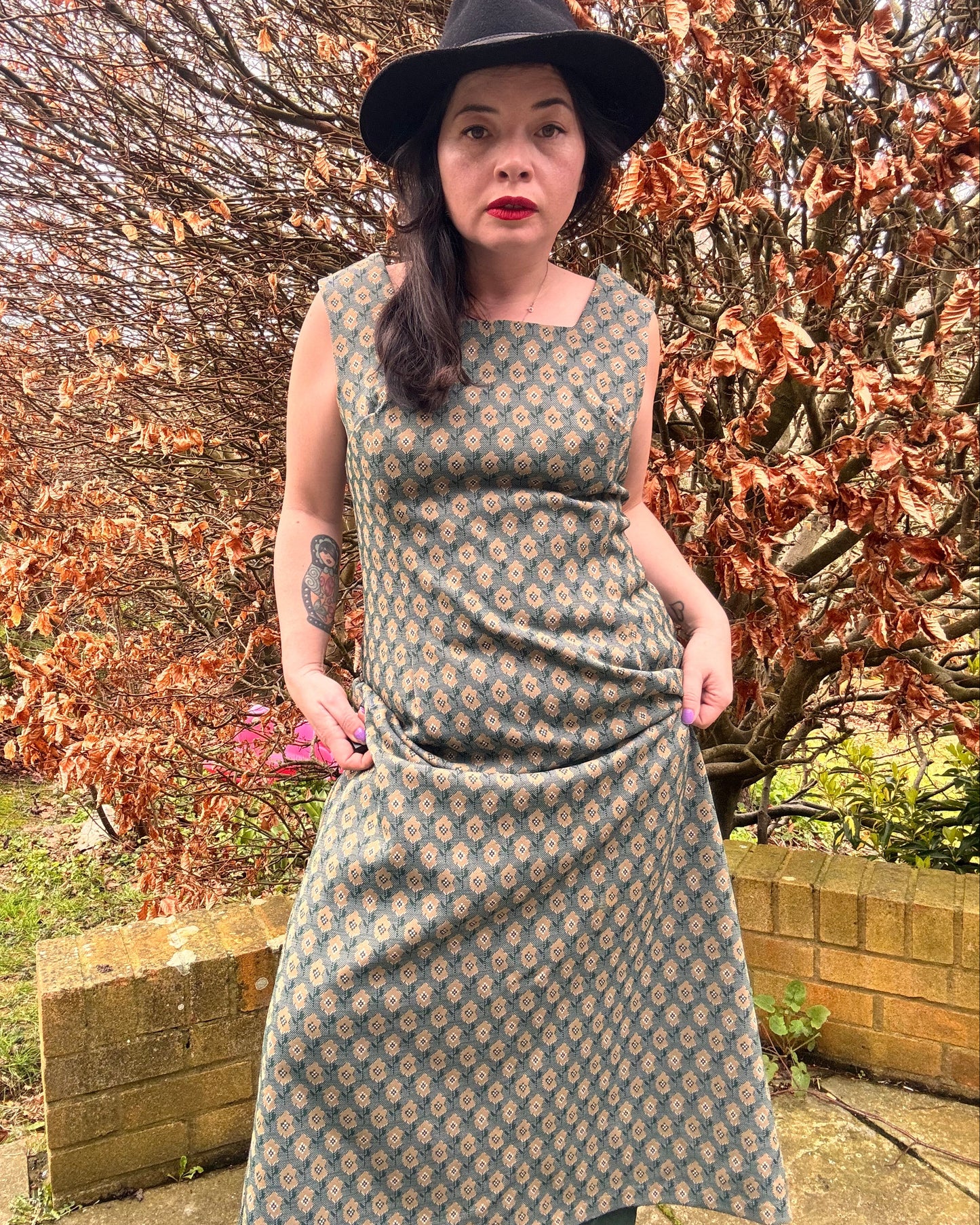 Vintage 1970s Handmade Green Maxi Dress – Fully Lined
