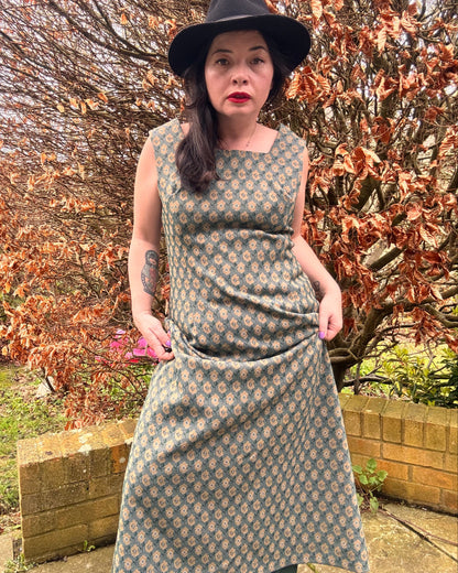 Vintage 1970s Handmade Green Maxi Dress – Fully Lined