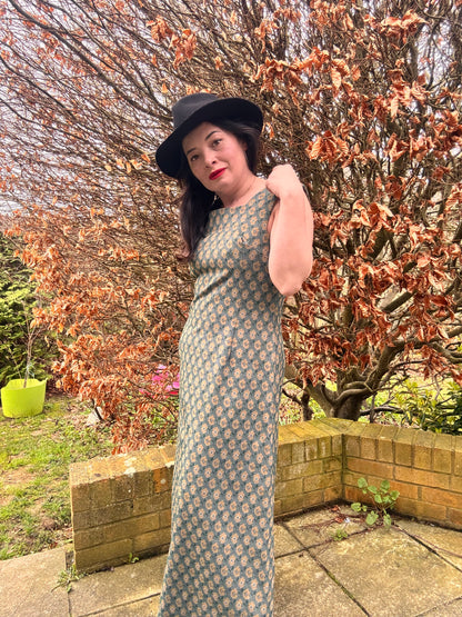 Vintage 1970s Handmade Green Maxi Dress – Fully Lined