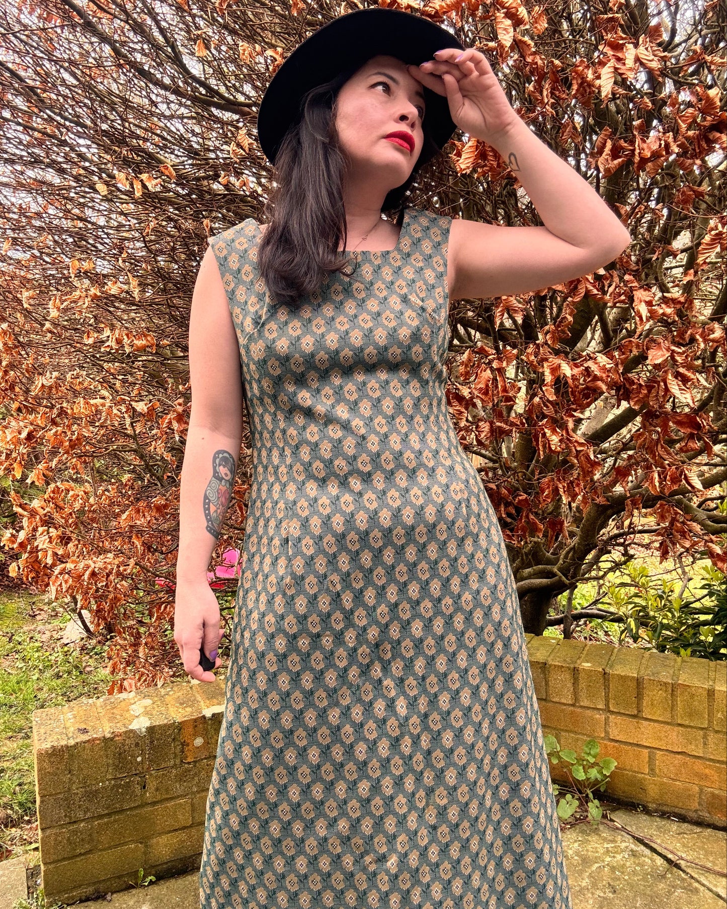 Vintage 1970s Handmade Green Maxi Dress – Fully Lined