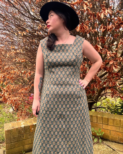 Vintage 1970s Handmade Green Maxi Dress – Fully Lined