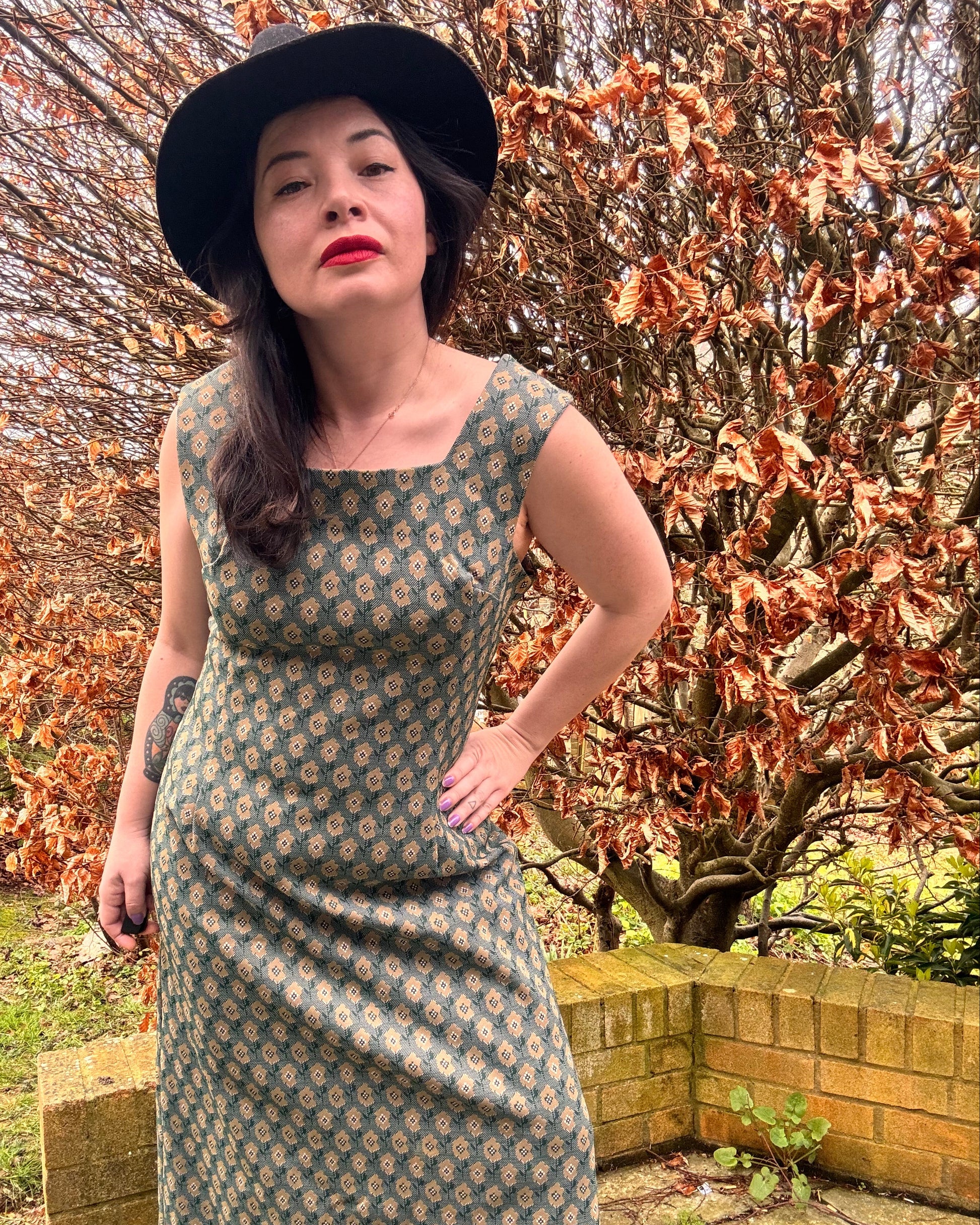 Vintage 1970s Handmade Green Maxi Dress