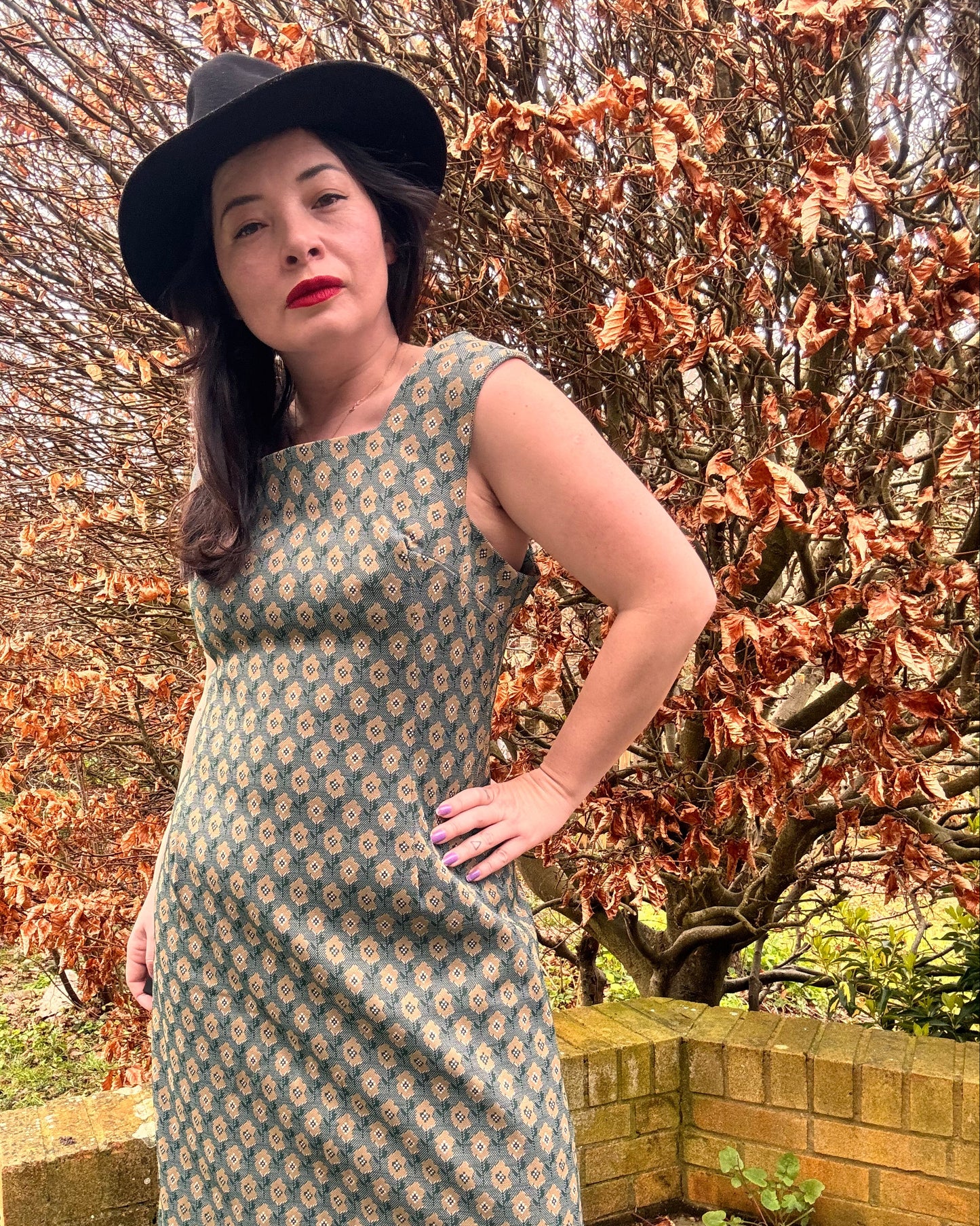 Vintage 1970s Handmade Green Maxi Dress