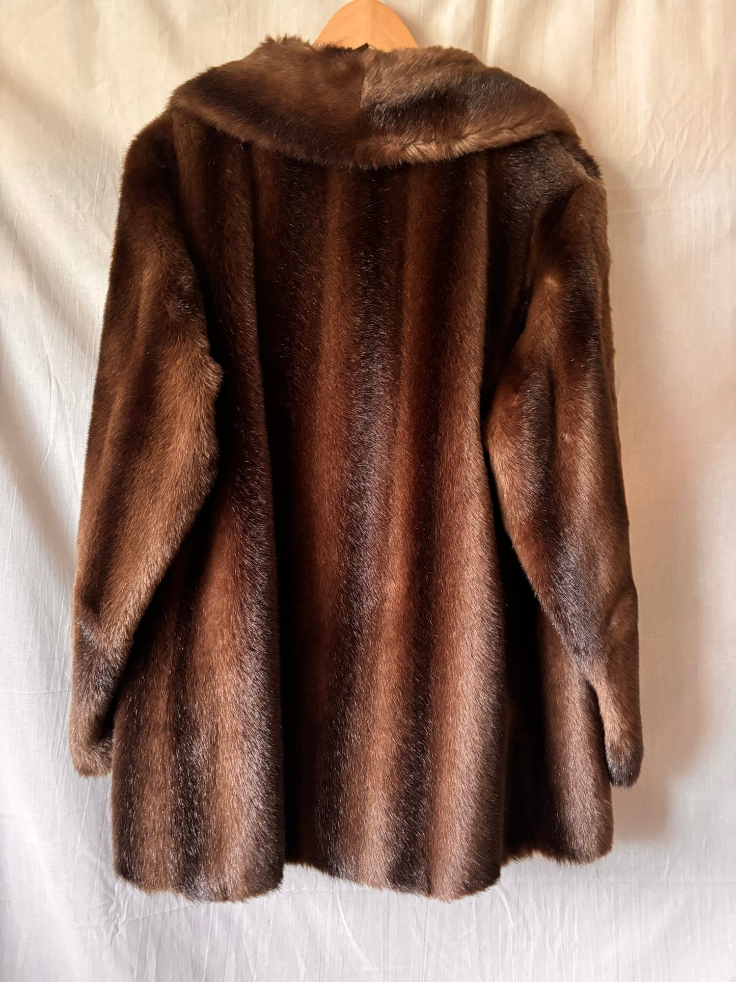 Vintage Rybel Faux Fur Coat – Dark Brown Mid Length