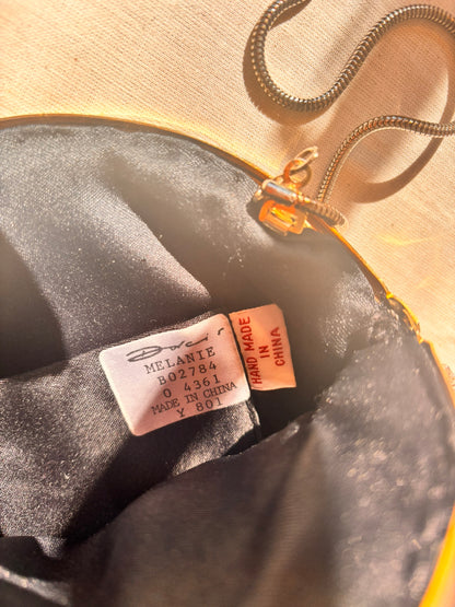 Vintage 90s Beaded Evening Bag by Dolcis | Black Beaded Clutch with Chain Strap