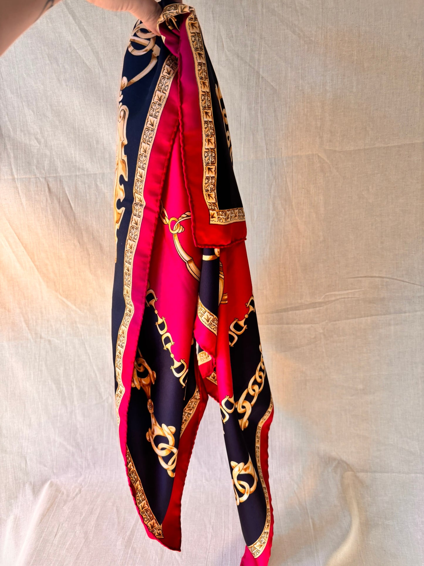 Vintage Viyella Equestrian Print Scarf – 90cm