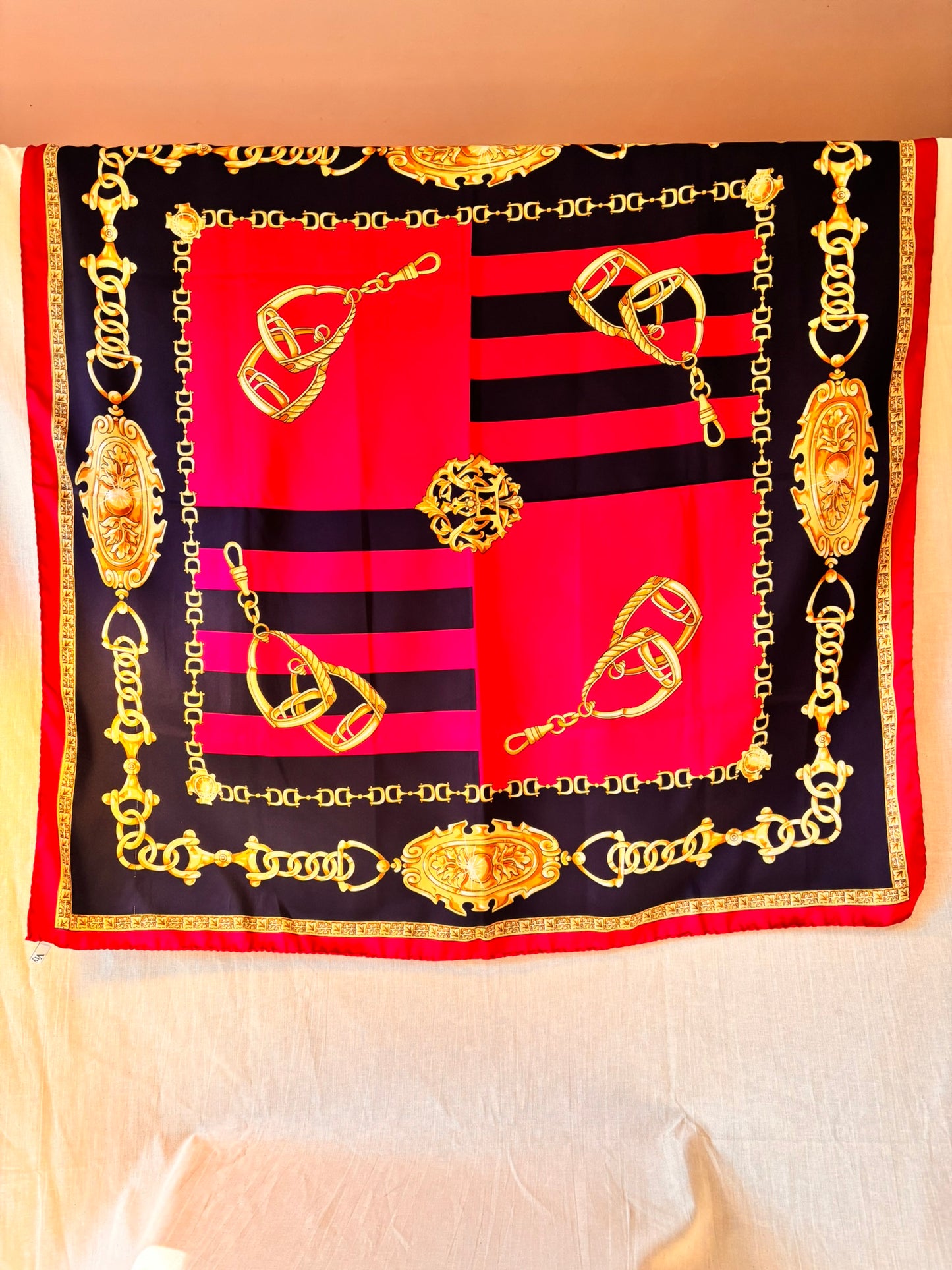 Vintage Viyella Equestrian Print Scarf – 90cm