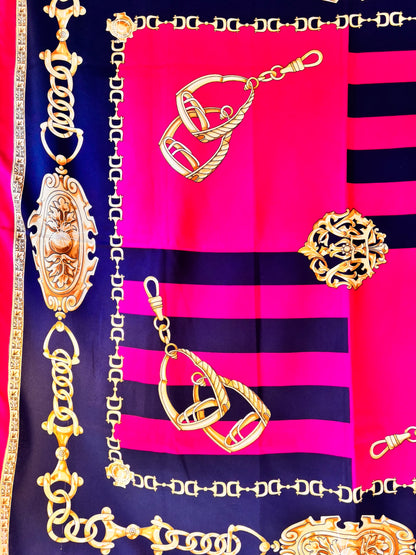 Vintage Viyella Equestrian Print Scarf – 90cm