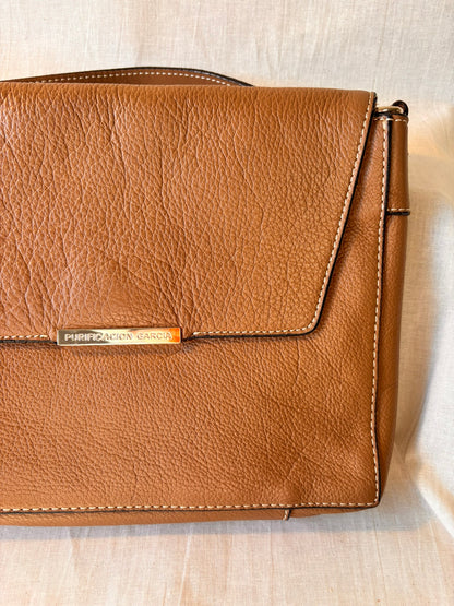 Vintage Purificación García Leather Shoulder Bag & Matching Wallet – Tan | Spanish Designer