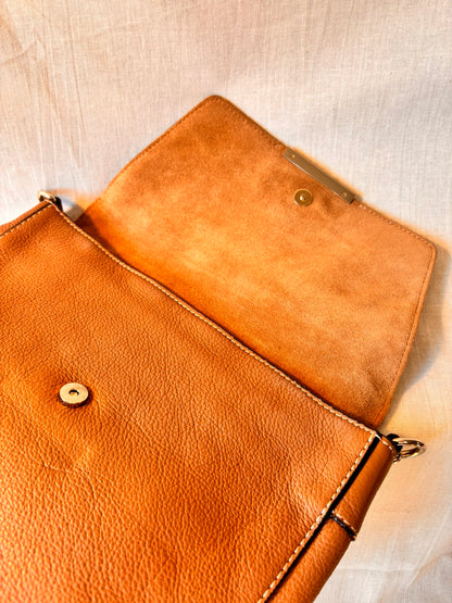 Vintage Purificación García Leather Shoulder Bag & Matching Wallet – Tan | Spanish Designer