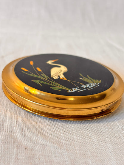 Vintage Crane Compact Mirror With Original Puff