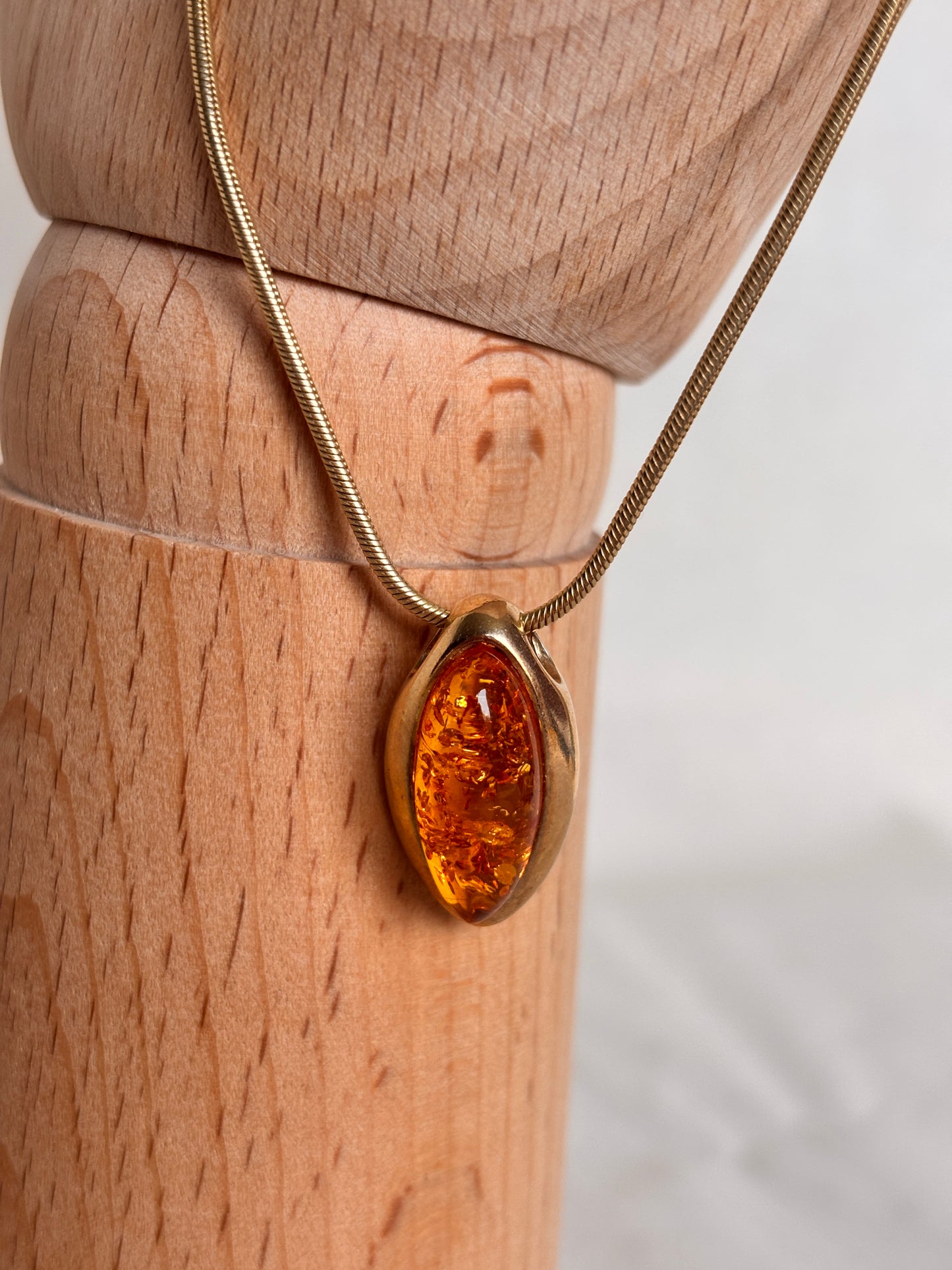 Droplet Baltic Amber Pendant Sterling Silver 925 Necklace