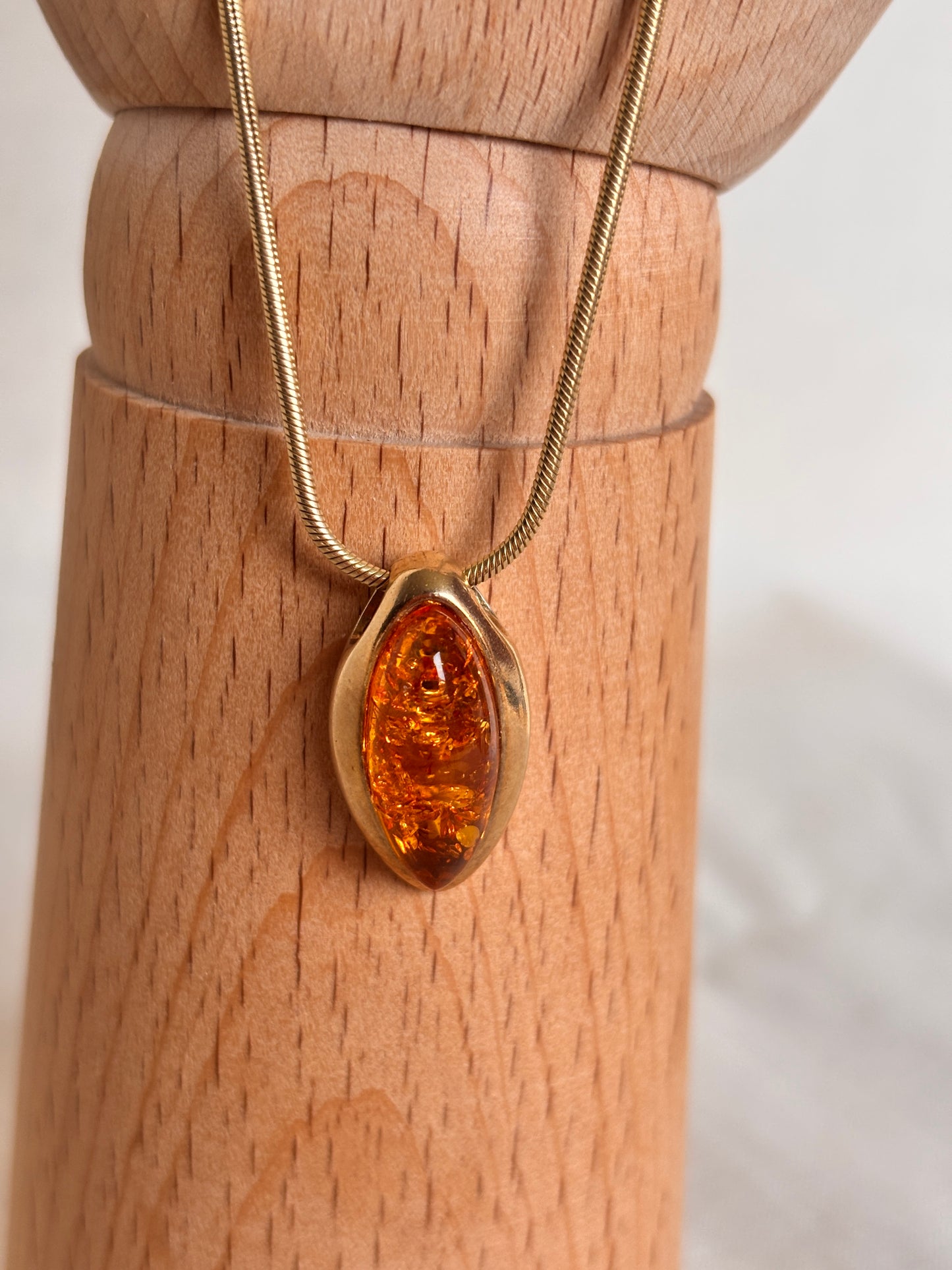 Droplet Baltic Amber Pendant Sterling Silver 925 Necklace
