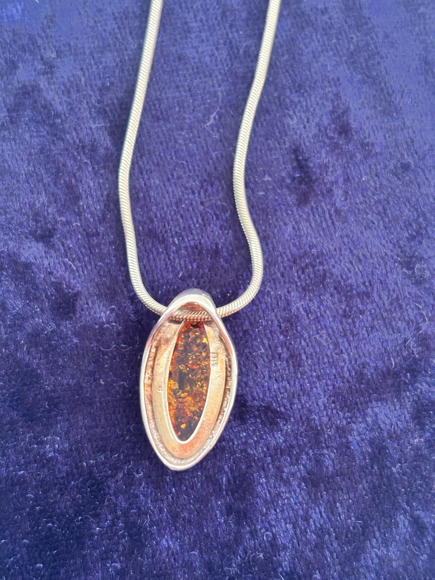 Droplet Baltic Amber Pendant Sterling Silver 925 Necklace