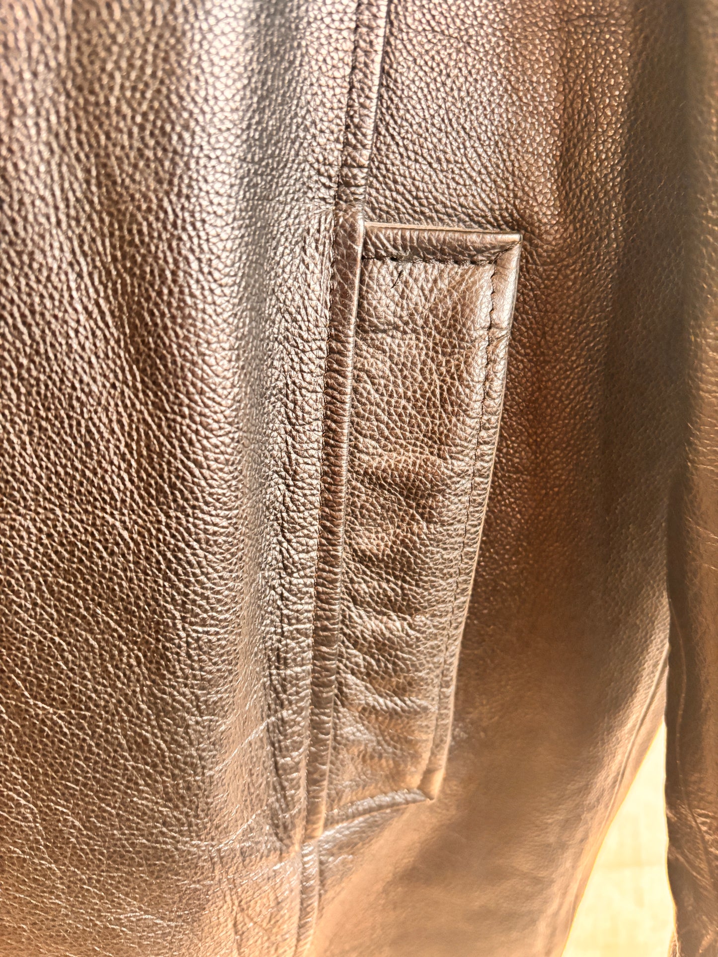 Vintage Black Leather Coat by Matinee – Minimal 90s Leather Jacket