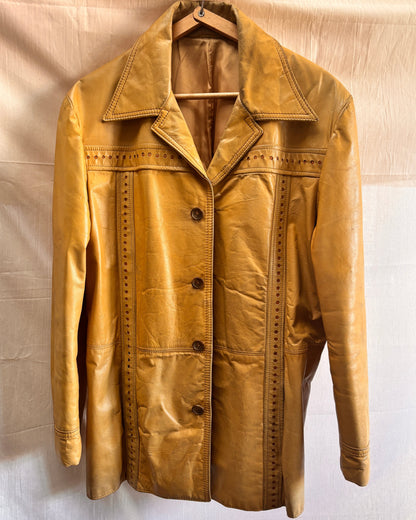 Vintage 1970s Pioneer Wear Tan Leather Jacket