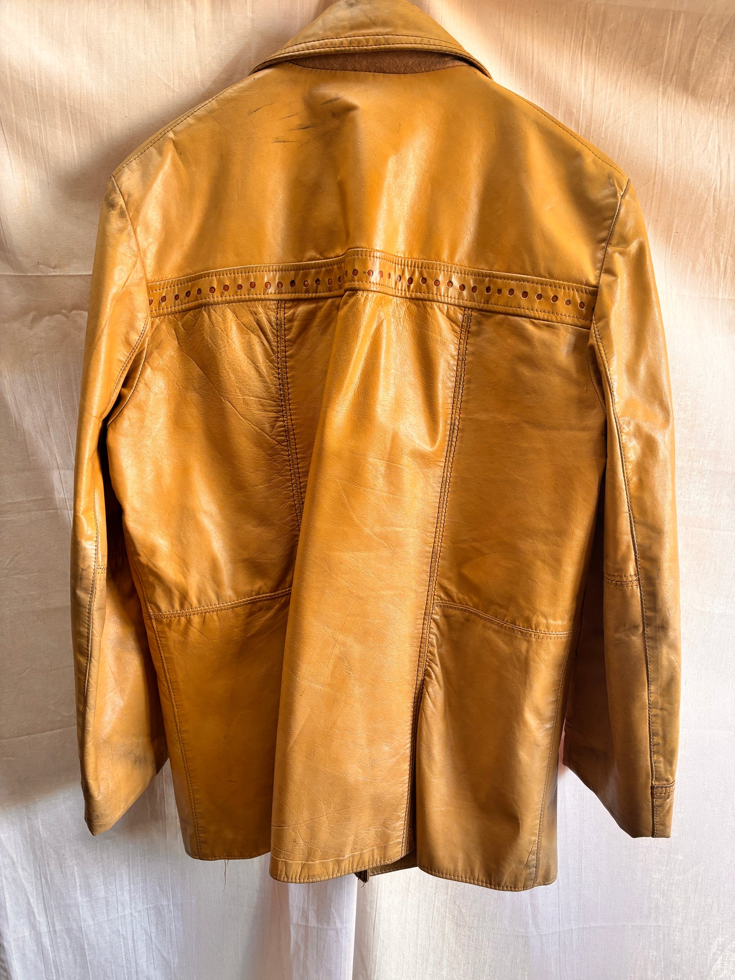 Vintage 1970s Pioneer Wear Tan Leather Jacket