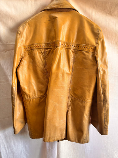 Vintage 1970s Pioneer Wear Tan Leather Jacket