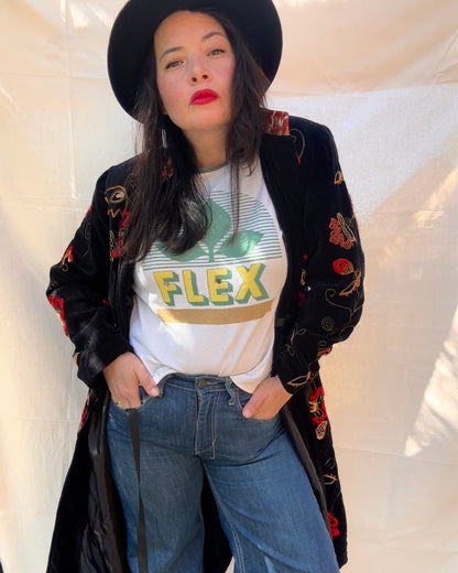 Vintage Black Velvet Embroidered Boho Coat