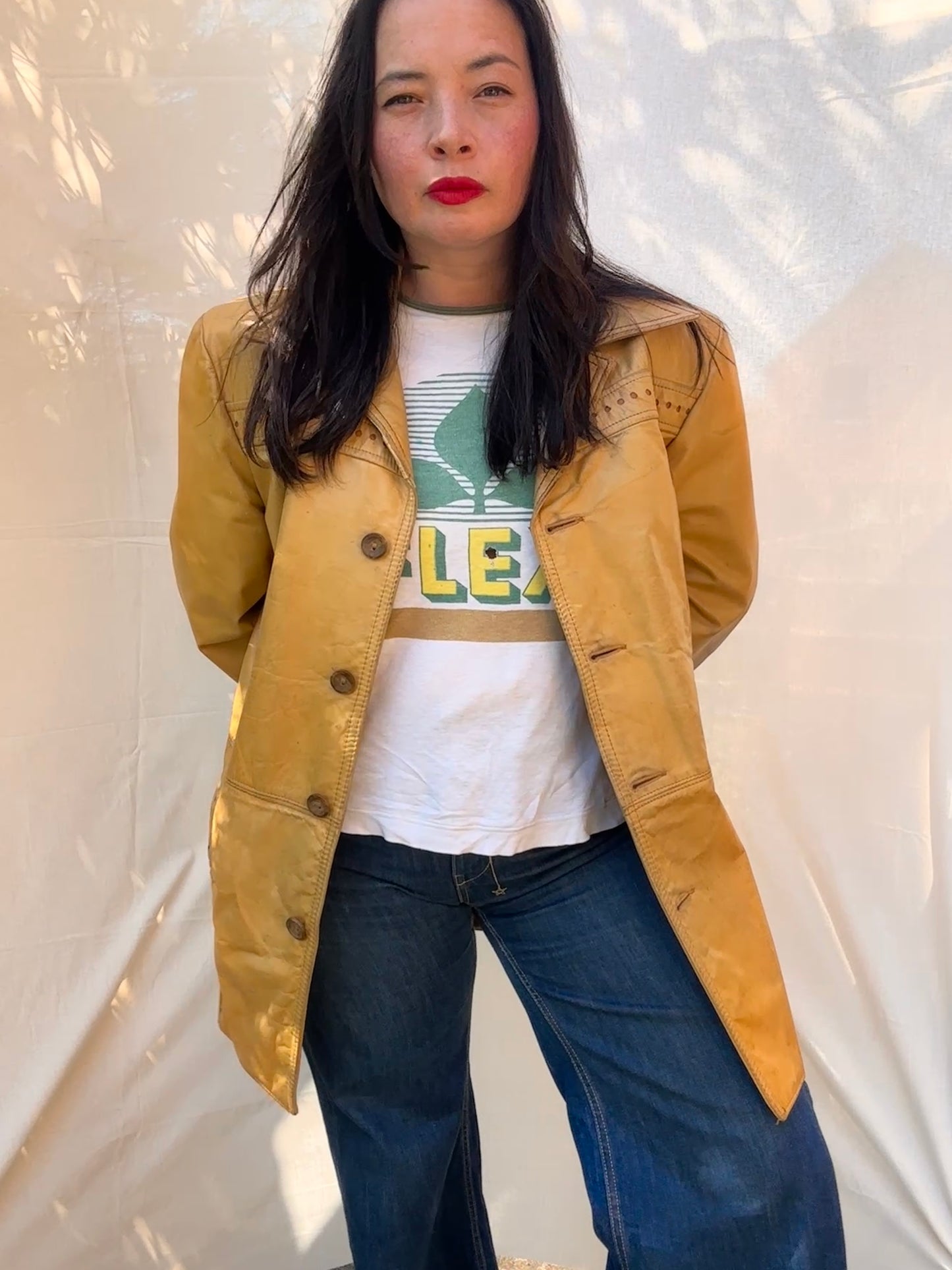 Vintage 1970s Pioneer Wear Tan Leather Jacket