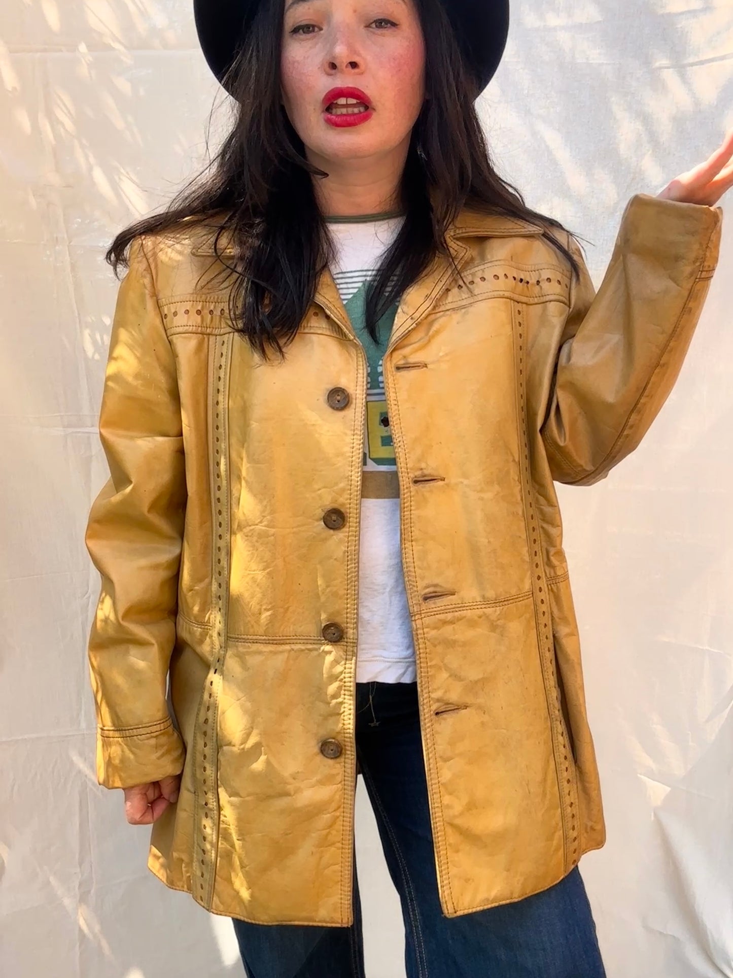 Vintage 1970s Pioneer Wear Tan Leather Jacket