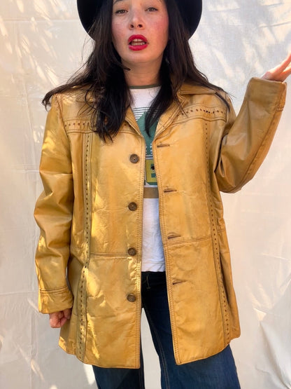 Vintage 1970s Pioneer Wear Tan Leather Jacket