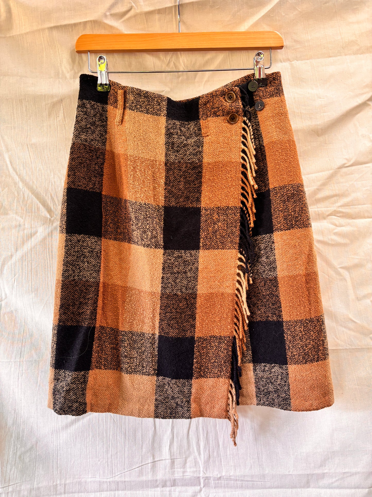 Mulberry England Heritage Wool Check Wrap Skirt