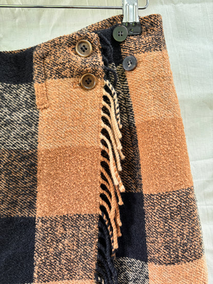 Mulberry England Heritage Wool Check Wrap Skirt