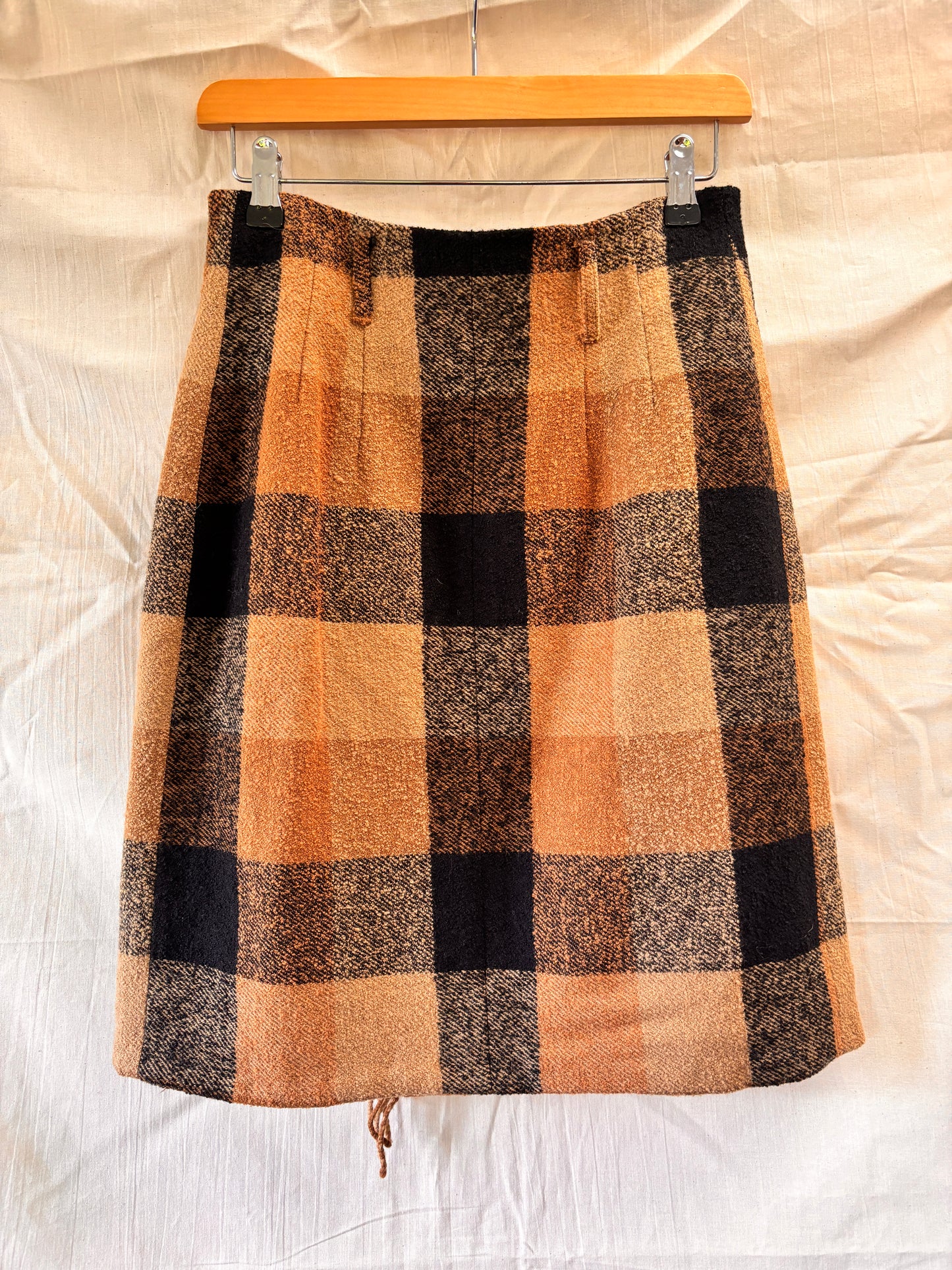 Mulberry England Heritage Wool Check Wrap Skirt