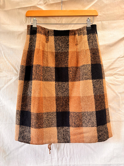 Mulberry England Heritage Wool Check Wrap Skirt