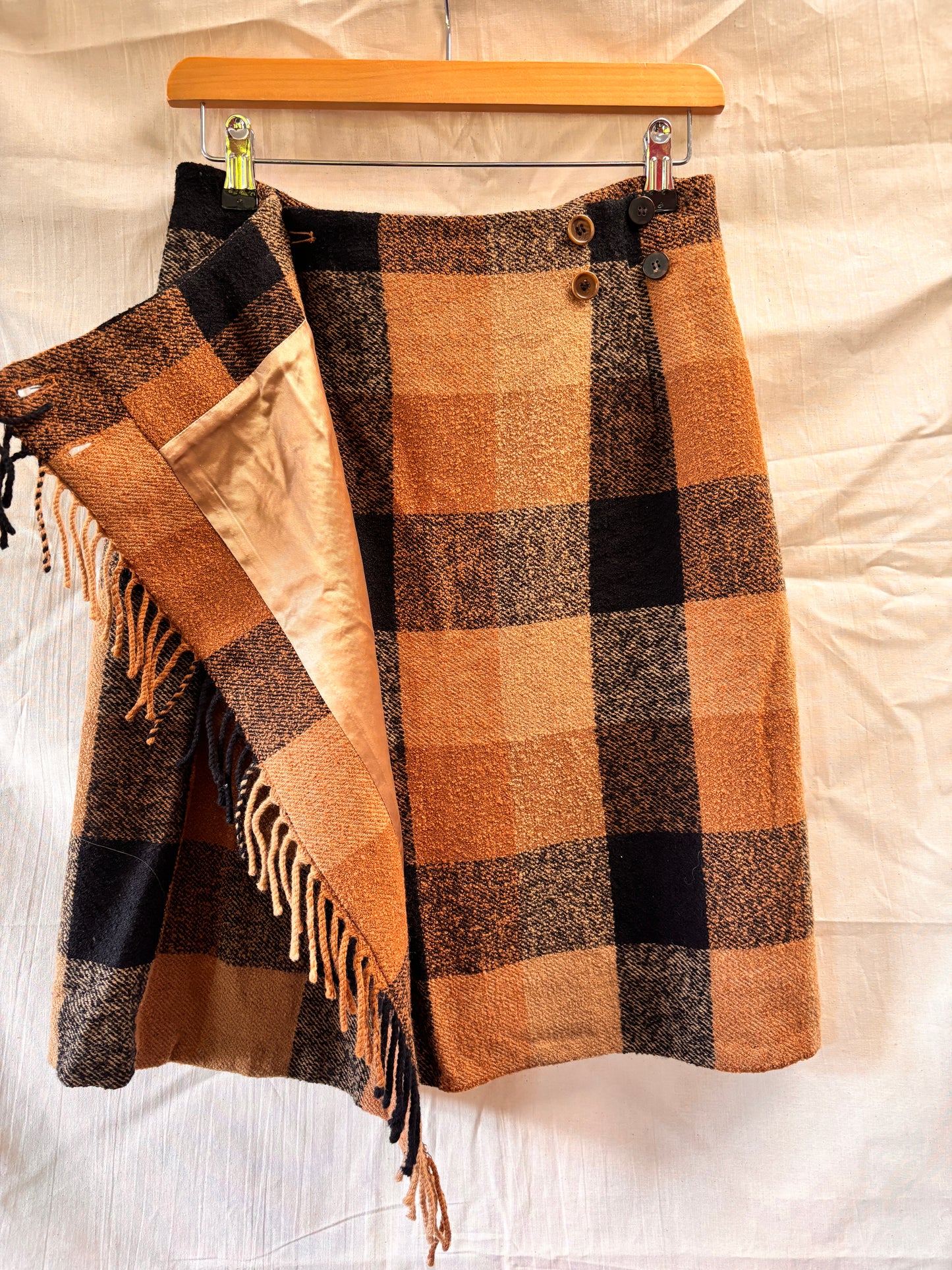 Mulberry England Heritage Wool Check Wrap Skirt