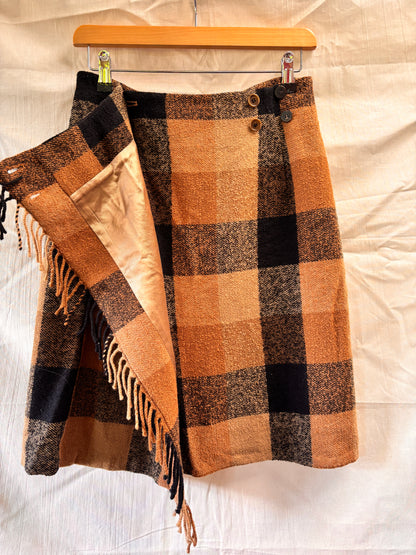 Mulberry England Heritage Wool Check Wrap Skirt