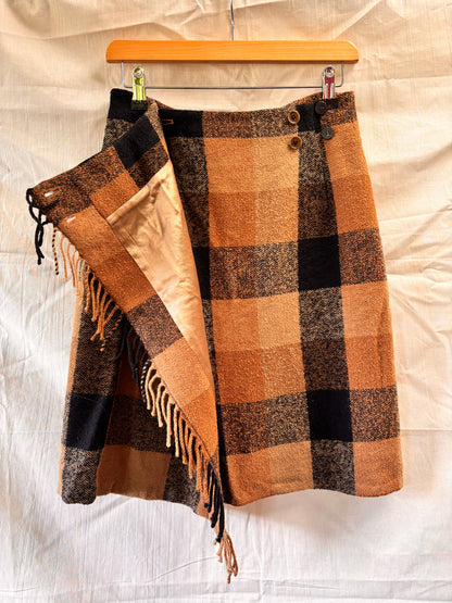 Mulberry England Heritage Wool Check Wrap Skirt