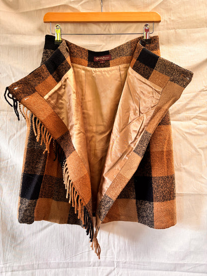 Mulberry England Heritage Wool Check Wrap Skirt