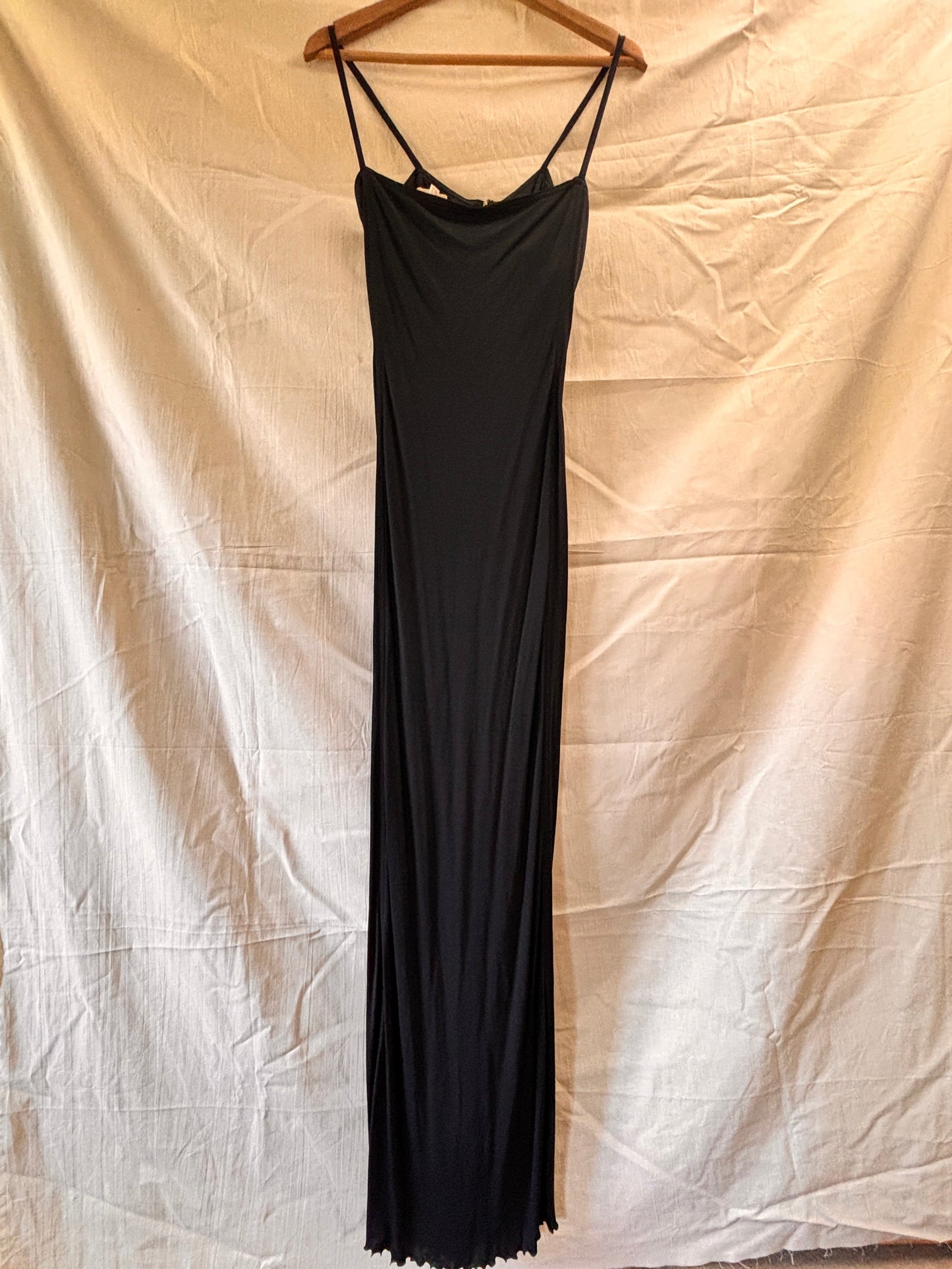 1970s Anna Beltrao Black Maxi Slip Dress